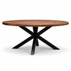 Ronde eettafel 180cm mango - walnoot - black met spinpoot, Huis en Inrichting, Tafels | Eettafels, Verzenden, 150 tot 200 cm, Rond
