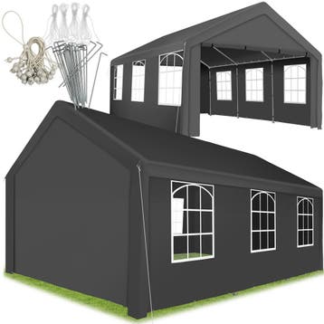 Tuinpaviljoen 6x4m met 4 zijwanden - grijs, Verzenden, Nieuw