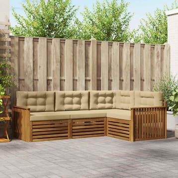 vidaXL Buiten bankenset 4 st Natuurlijk en Beige, Verzenden, Nieuw