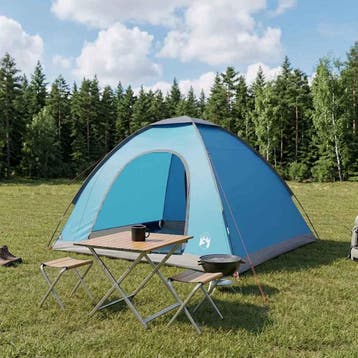 vidaXL Kamperen tent 4-persoons Blauw 185T Polyester met PU, Verzenden, Nieuw, Tot en met 2