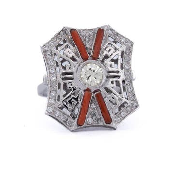 Zonder minimumprijs - Cocktailring Platina - 0.90ct. tw.