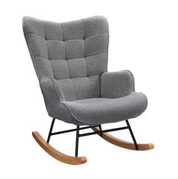 Nieuw Luxe Grijze Fluwelen Schommelstoel Stijlvolle Fauteuil, Huis en Inrichting, Stoelen, Hout, Verzenden, Nieuw, Eén