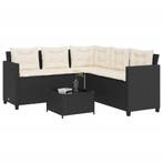 vidaXL Tuinbank met tafel en kussens L-vormig poly rattan, Verzenden, Nieuw, Rotan