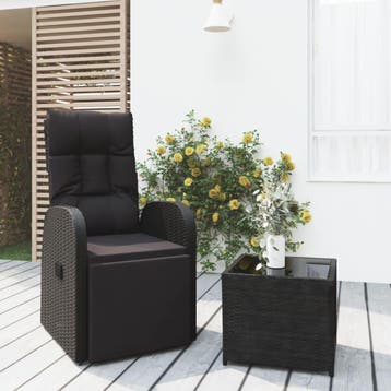 vidaXL 2-delige Loungeset poly rattan en staal zwart, Verzenden, Nieuw, Loungeset