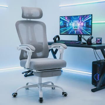 Ergonomische Mesh bureaustoel met voetensteun en verstelbare, Verzenden, Nieuw
