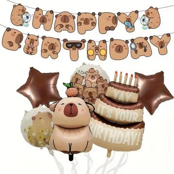 Capibara taart topper set 5-delig, Ophalen of Verzenden, Nieuw, Versiering, Verjaardag