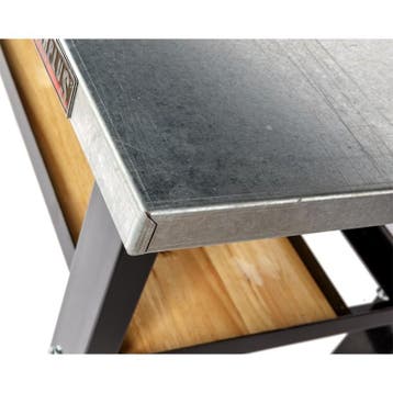 Werkbank zwart 200 cm met zinken werkblad en 2, Doe-het-zelf en Verbouw, Werkbanken, Ophalen of Verzenden, Nieuw