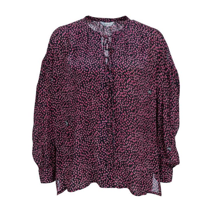 Frogbox • zwarte hartjes blouse • S, Kleding | Dames, Tops, Zwart, Nieuw, Maat 36 (S), Verzenden