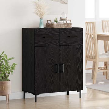 vidaXL Dressoir Zwart Eiken 69,5 x 34 x 90 cm Bewerkt hout, Verzenden, Nieuw, Overige houtsoorten, Minder dan 50 cm