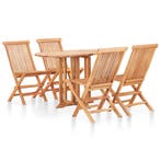 vidaXL 5-delige Tuinset inklapbaar massief teakhout, Tuin en Terras, 5 zitplaatsen, Verzenden, Nieuw, Tuinset