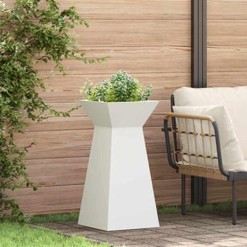 vidaXL Pilaar Plantenbak Wit 35 x 35 x 73 cm Koudgewalst, Verzenden, Minder dan 60 cm, Nieuw, Metaal