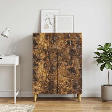 vidaXL Dressoir Gerookt eiken 66 x 34,5 x 90 cm Bewerkt hout, Verzenden, Nieuw, Overige houtsoorten, Minder dan 50 cm