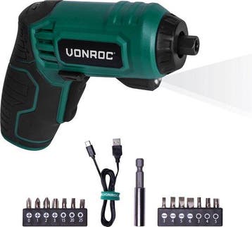 2dekans | VONROC Accu Schroefmachine – 4V – Incl. 14-delige, Ophalen of Verzenden, Zo goed als nieuw
