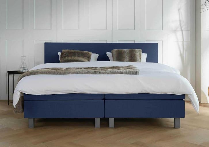 ACTIE! Boxspring Venetië 180 200 Blauw, Huis en Inrichting, Slaapkamer | Boxsprings, 180 cm, 200 cm, Blauw, Tweepersoons, Nieuw