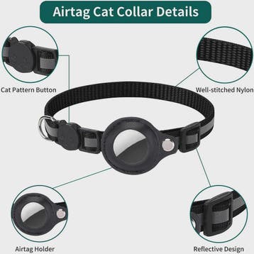 Veiligheids Halsband voor Katten met AirTag Houder - Verstel, Verzenden, Nieuw