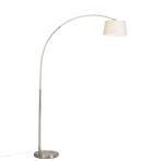 Moderne booglamp staal met witte stoffen kap - Arc Basic, Verzenden, Nieuw, Modern