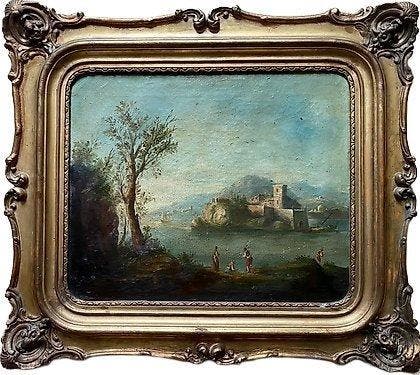 Paolo Anesi (1697-1773), Kring van - Paesaggio arcadico - NO, Antiek en Kunst, Kunst | Schilderijen | Klassiek