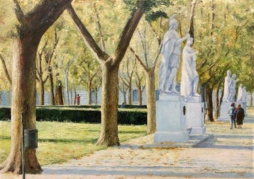Spanish School (XX) - Madrid: An Auturmn Morning at Plaza de