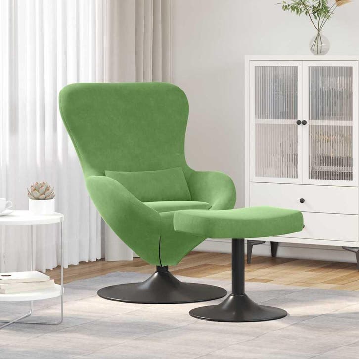 vidaXL Egg Chair met Voetsteun Lichtgroen Fluweel, Huis en Inrichting, Fauteuils, Nieuw, Verzenden