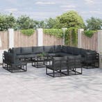 vidaXL Tuinbankenset met kussen 13 pcs Zwart Aluminium, Verzenden, Nieuw, Aluminium