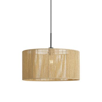 Hanglamp zwart met beige papieren touw kap 50/50/25 - Combi, Verzenden, Nieuw, Japandi