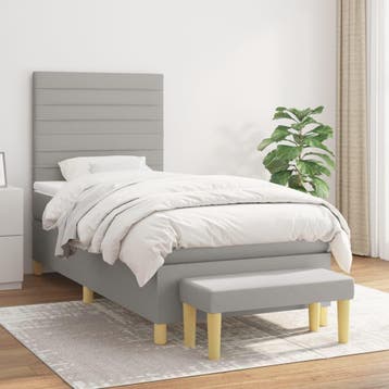 vidaXL Boxspring met matras stof lichtgrijs 100x200 cm, 100 cm, Eenpersoons, Verzenden, Nieuw