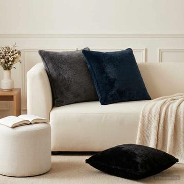 vidaXL Kussensloop 2 st HOUTEN Zwart 55 x 55 cm Nep, Verzenden, Nieuw, Zwart