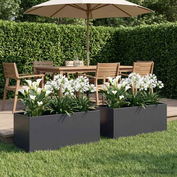 vidaXL Plantenbak 2 st Antraciet 100 x 40 x 40 cm, Verzenden, Minder dan 60 cm, Nieuw, Metaal