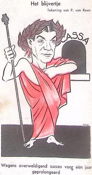 Man verbeeld als romein op spotprent (lijst optie, Lithos), Antiek en Kunst, Verzenden