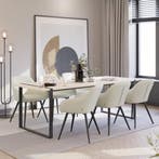 Eetkamerstoel Marilyn, koordlook, gestoffeerd - crème/zwart,, Verzenden, Nieuw