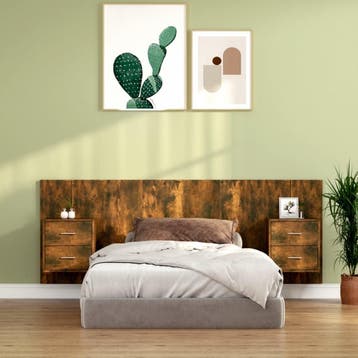 vidaXL Hoofdbord met kastjes bewerkt hout gerookt, Verzenden, Nieuw, Bruin, Hout