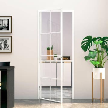 vidaXL Binnendeur 76x201,5 cm gehard glas en aluminium smal, Verzenden, Nieuw