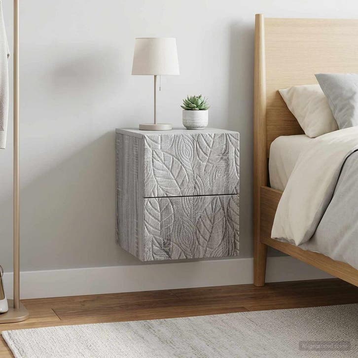 vidaXL Wandbeugel Bedkast 2 pcs Grijs Sonoma 34,5 x 33 x 40, Huis en Inrichting, Slaapkamer | Nachtkastjes, Nieuw, Minder dan 45 cm