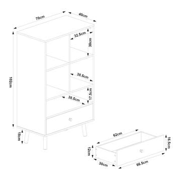 Boekenkast Reyljand 120x70x40 cm grijs en eikenkleurig [en.c, Huis en Inrichting, Kasten | Boekenkasten, Verzenden, Nieuw