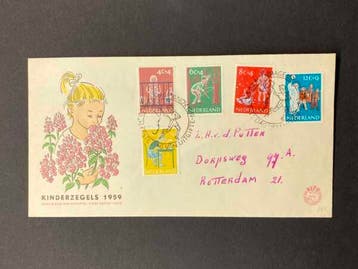 FDC 1959 Kind [N.V.P.H. nr. E41], Ophalen of Verzenden, Gestempeld