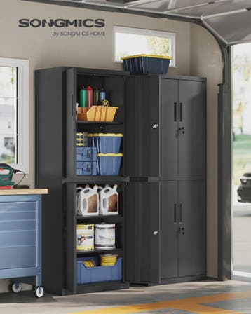 SONGMICS Metalen Archiefkast / Opbergkast - Zwart, 40x60x180, Huis en Inrichting, Verzenden, Nieuw