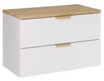 Wastafelkast Aster 80 cm – Eiken met Wit – Hangend Badmeubel, Verzenden, Nieuw, Wastafelkast