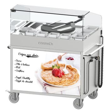 Crêpe-Trolley | RVS | 1 Bakplaat (Ø400mm) | 2.7kW |, Verzenden, Nieuw in verpakking