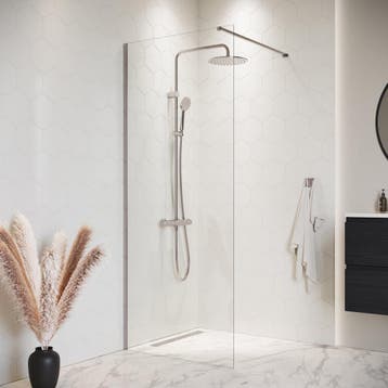 Douchewand Florida 50 x 200 cm Chroom – Inloopdouche 8 mm, Verzenden, Nieuw, Douche