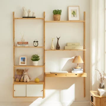 Wandrek Tingvoll 176x147x34 cm bamboe naturel [en.casa], Huis en Inrichting, Woonaccessoires | Wandplanken en Boekenplanken, Verzenden