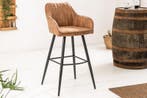 Elegante barkruk TURIN vintage bruin met decoratieve, Ophalen of Verzenden, Nieuw