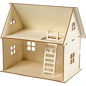 DIY Poppenhuis, H: 25 cm, afm 18x27 cm, 1 stuk, Nieuw