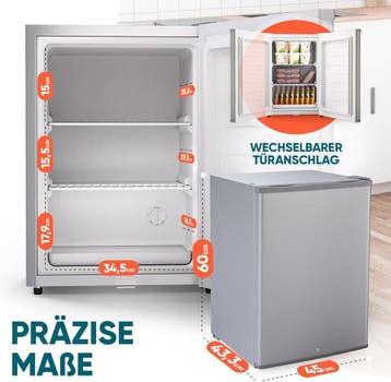 Mini vriezer - Vrijstaand - Barmodel - 42 liter - Zilver - S, Verzenden, Zo goed als nieuw
