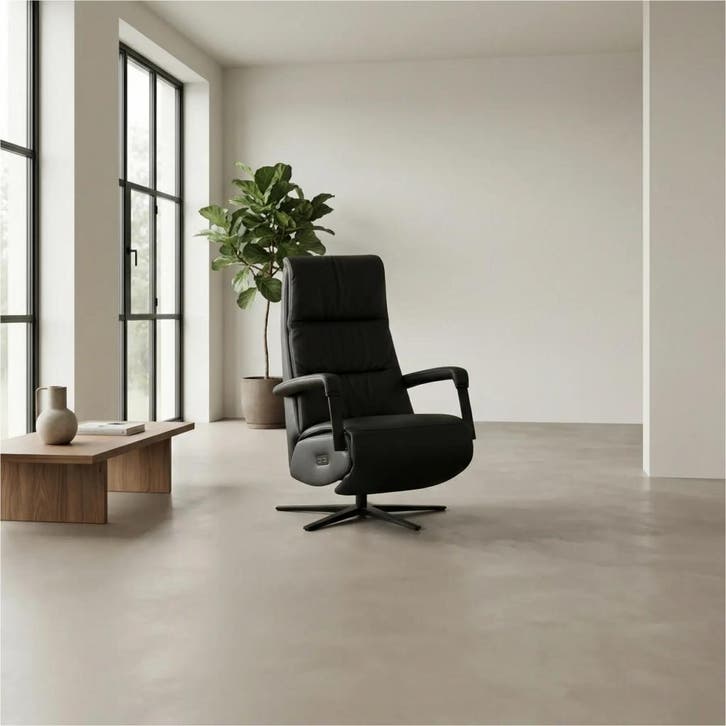 Leren elektrisch relaxfauteuil Core - Toledo Nero (zwart) -, Huis en Inrichting, Fauteuils, 50 tot 75 cm, 75 tot 100 cm, Nieuw