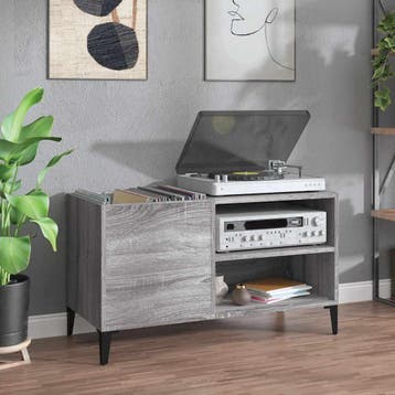 vidaXL Platenkast 84,5x38x48 cm bewerkt hout grijs sonoma, Verzenden, Nieuw