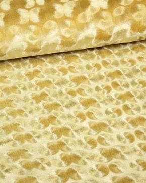 Stretch Velours Embossed Cirkels Goud, Nieuw