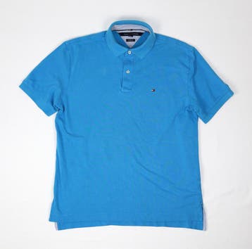 Tommy Hilfiger heren polo turquoise Classic Fit maat L, Verzenden, Gedragen