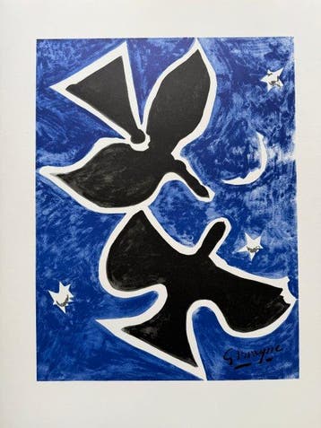 Georges Braque (1882-1963) - Oiseau sur fond bleu