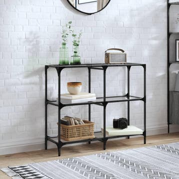 vidaXL Wandtafel met transparant glazen blad 98x30x81 cm, Verzenden, Nieuw, Metaal, 50 tot 100 cm