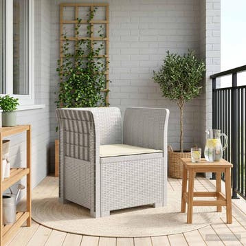 vidaXL Eénpersoons Fauteuil met Kussen Rattan Look PP Wit, Verzenden, Nieuw